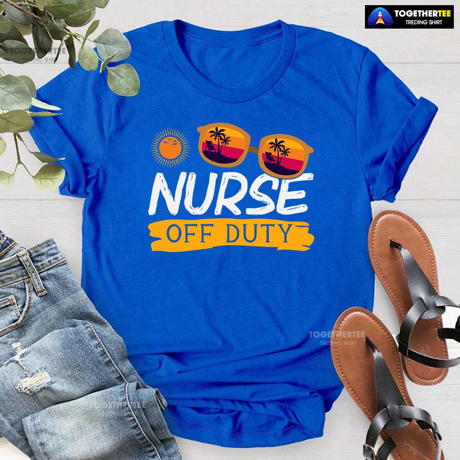 Nurse Off Duty Vintage Glasses Summer Vacation T-Shirt - Image 6