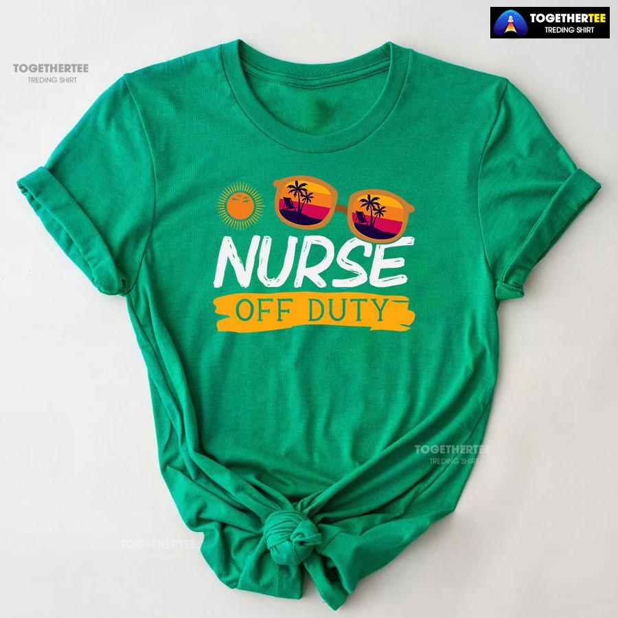 Nurse Off Duty Vintage Glasses Summer Vacation T-Shirt - Image 9