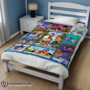 Alternative view of Cartoon Sharkdog With Family Blanket Fleece Customized Premium Blanket