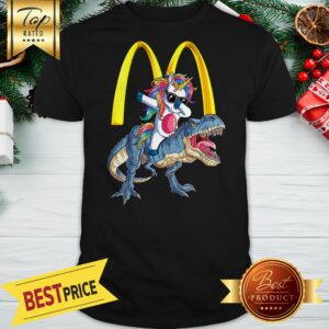 Official Mcdonald's Unicorn Dabbing Riding T-Rex Dinosaur Shirt