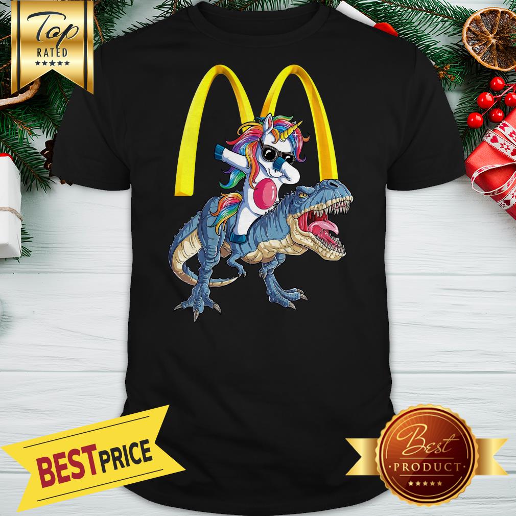 Official Mcdonald's Unicorn Dabbing Riding T-Rex Dinosaur Shirt