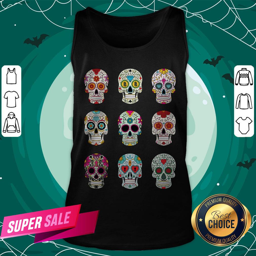 Mexican Sugar Skulls Dia De Muertos Day Of The Dead Shirt - Image 3