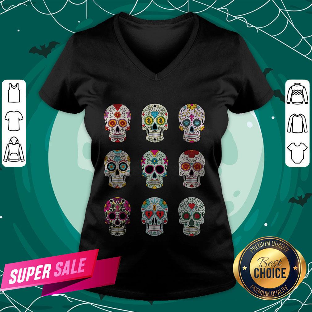 Mexican Sugar Skulls Dia De Muertos Day Of The Dead Shirt - Image 2
