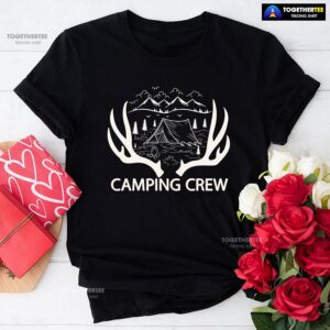 Camping Crew Tent Campfire Deer Antlers T-Shirt