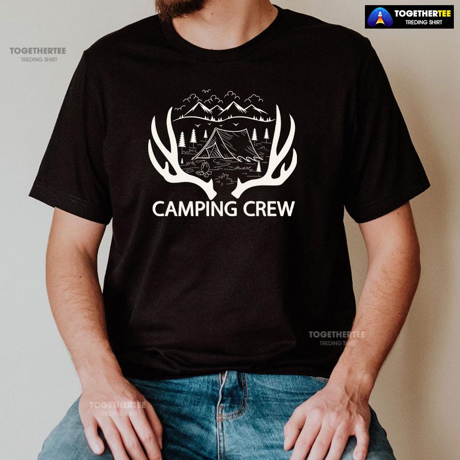 Camping Crew Tent Campfire Deer Antlers T-Shirt - Image 2