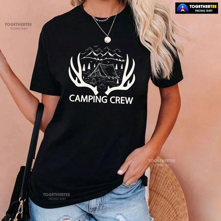Camping Crew Tent Campfire Deer Antlers T-Shirt - Image 3