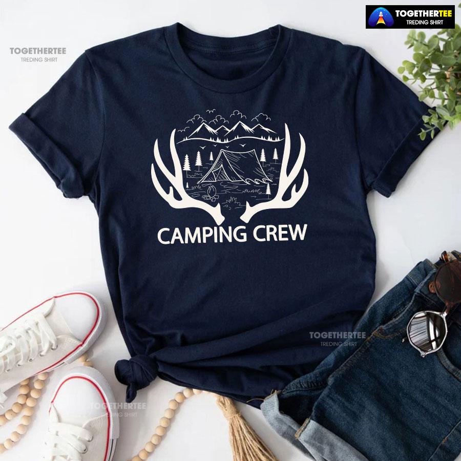 Camping Crew Tent Campfire Deer Antlers T-Shirt - Image 5