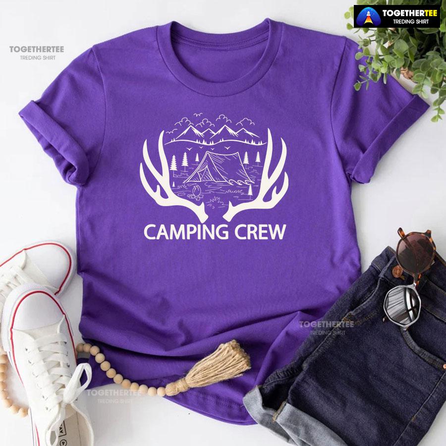 Camping Crew Tent Campfire Deer Antlers T-Shirt - Image 7
