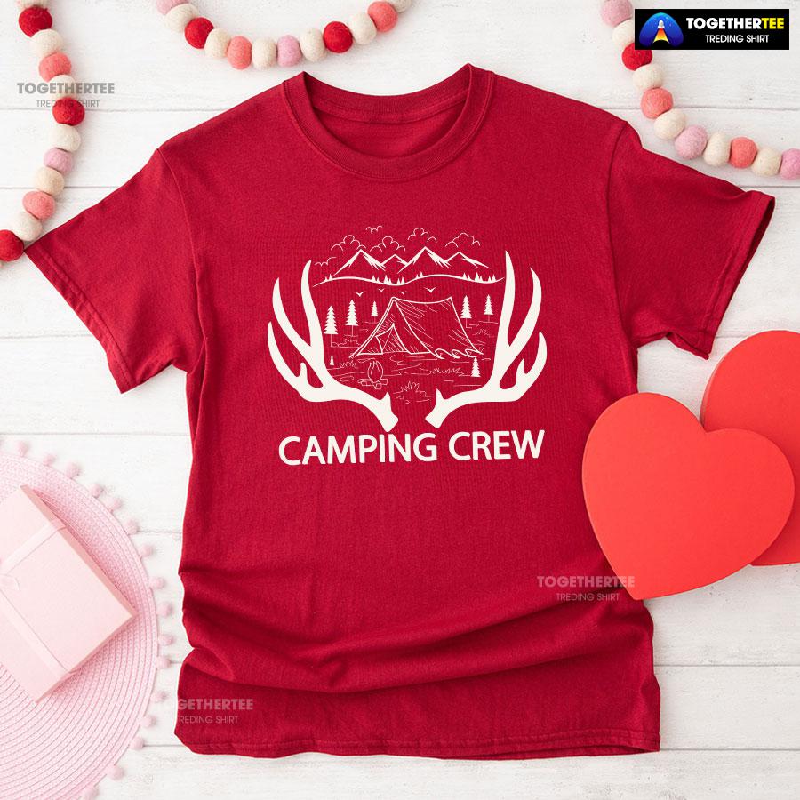 Camping Crew Tent Campfire Deer Antlers T-Shirt - Image 8