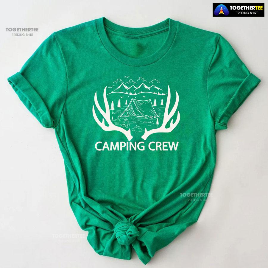 Camping Crew Tent Campfire Deer Antlers T-Shirt - Image 9