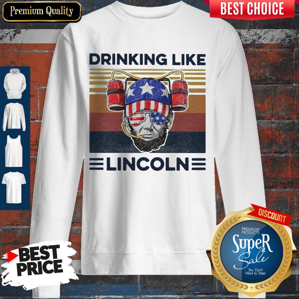 Top Drinking Like Abraham Lincoln American Flag Independence Day Shirt - Image 3