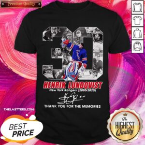 30 Henrik Lundqvist New York Rangers 2005 2020 Thank You For The Memories Shirt