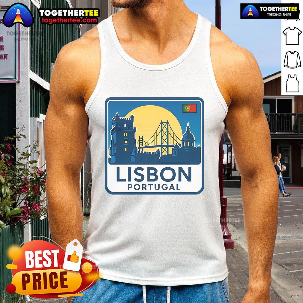 Premium Lisbon Portugal Retro Logo T-Shirt - Image 4