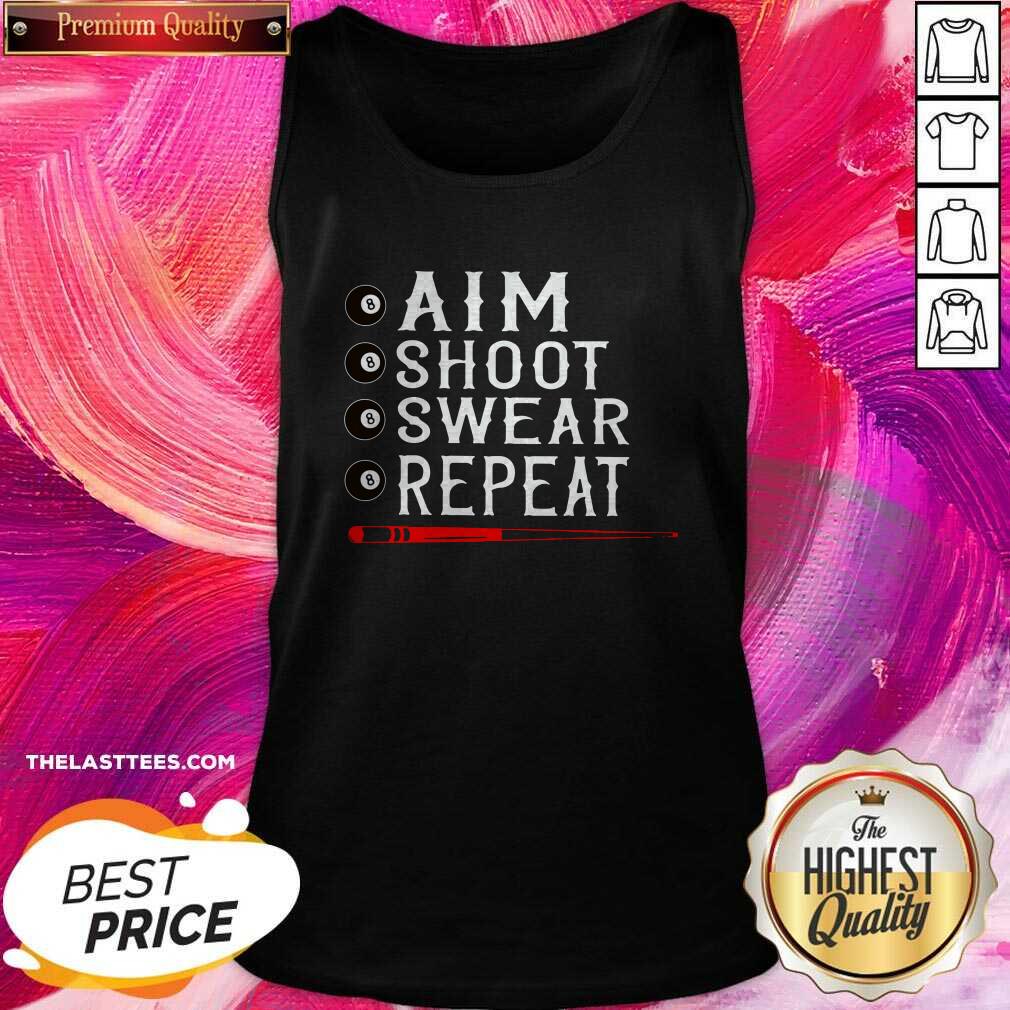 Happy Aim Shoot Swear Repeat Billiards Christmas Shirt - Image 3