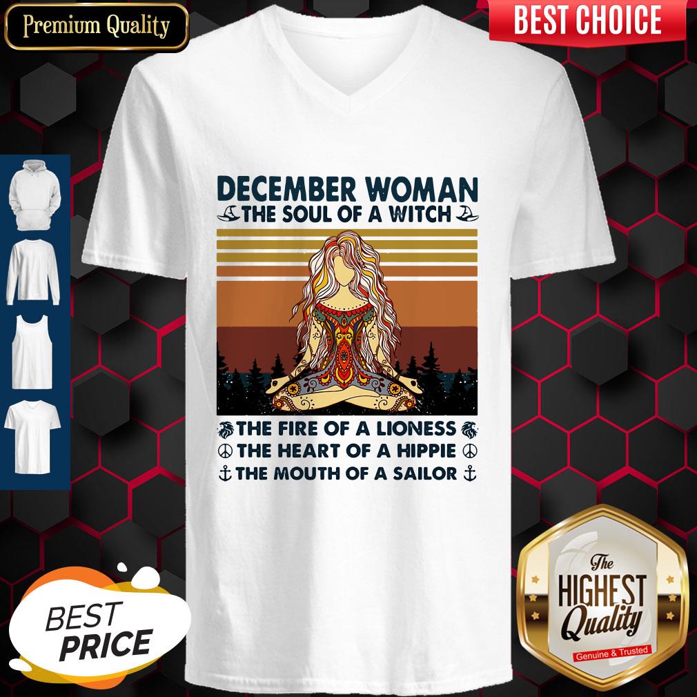 December Woman The Soul Of A Witch The Fire Of A Lioness The Heart Of A Hippie The Mouth Of A Sailor Vintage Shirt - Image 5