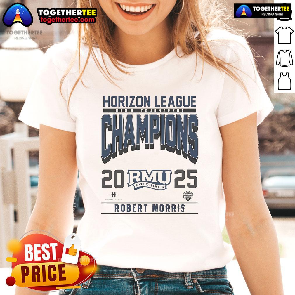 Top Robert Morris 2025 Men's Horizon League Champions T-Shirt - Image 3