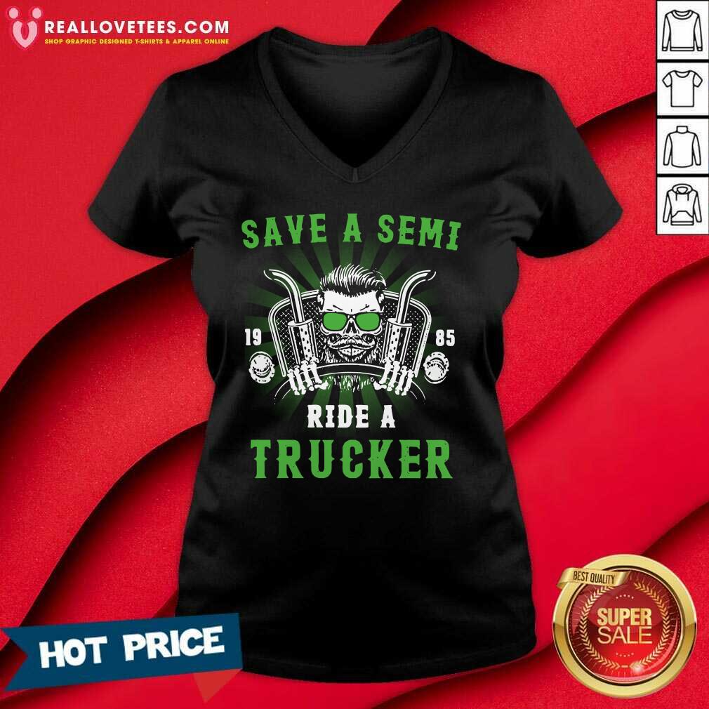 Official Save A Semi 1985 Ride Trucker Shirt - Image 5
