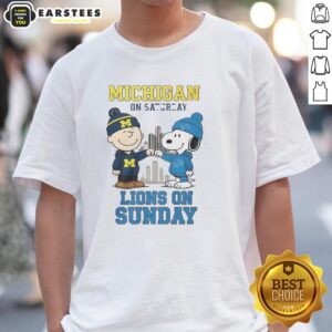 Premium Charlie Brown Michigan Wolverines On Saturday And Snoopy Detroit Lions On Sunday T-Shirt