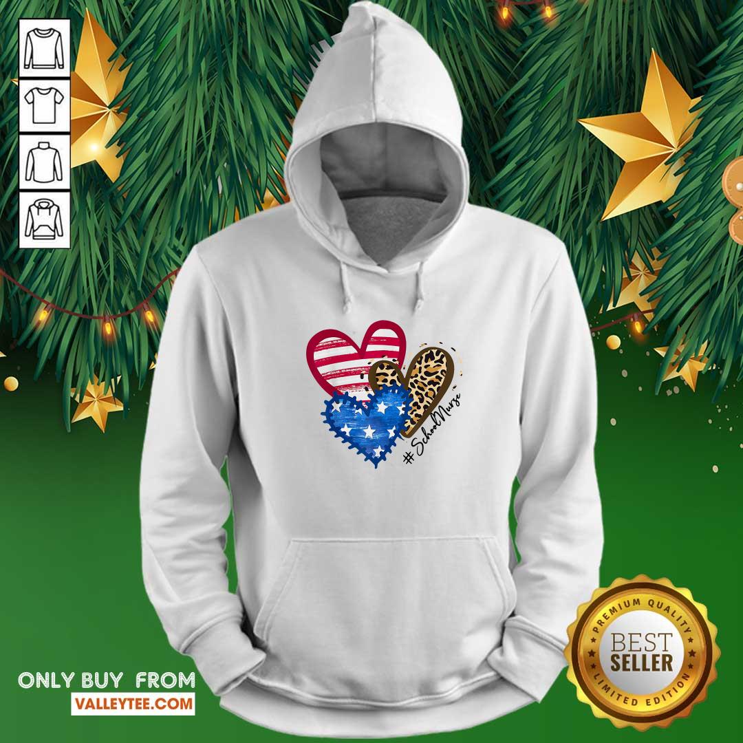 American Flag Leopard Heart School Nurse Shirt - Image 2