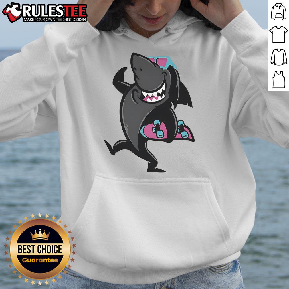 Awesome Skate Shark Roller Skating Funny Cartoon T-Shirt - Image 2