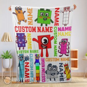 Top Colorful Number Blocks Blanket Fleece Customized Blanket