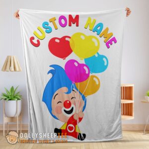 Awesome Colorful Plim Plim Cheerful Clown Balloons Blanket Fleece Customized Blanket