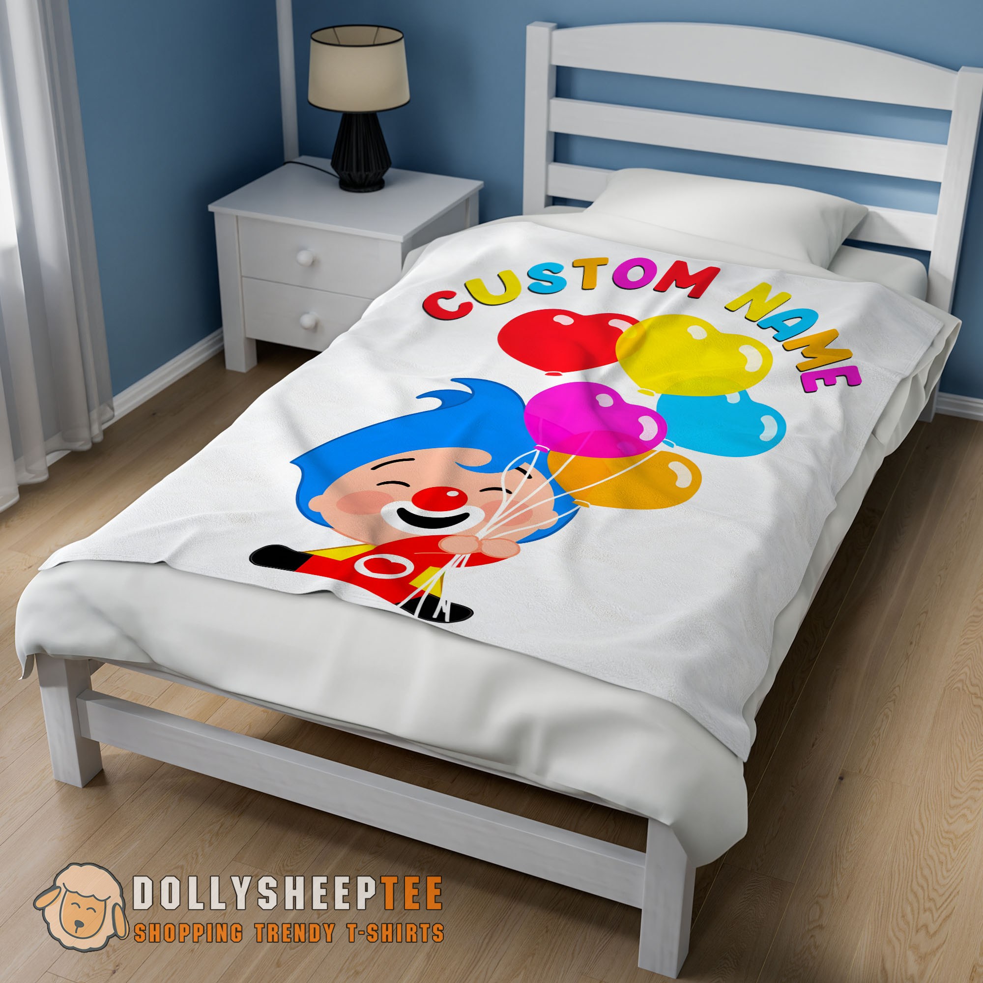 Awesome Colorful Plim Plim Cheerful Clown Balloons Blanket Fleece Customized Blanket - Image 2