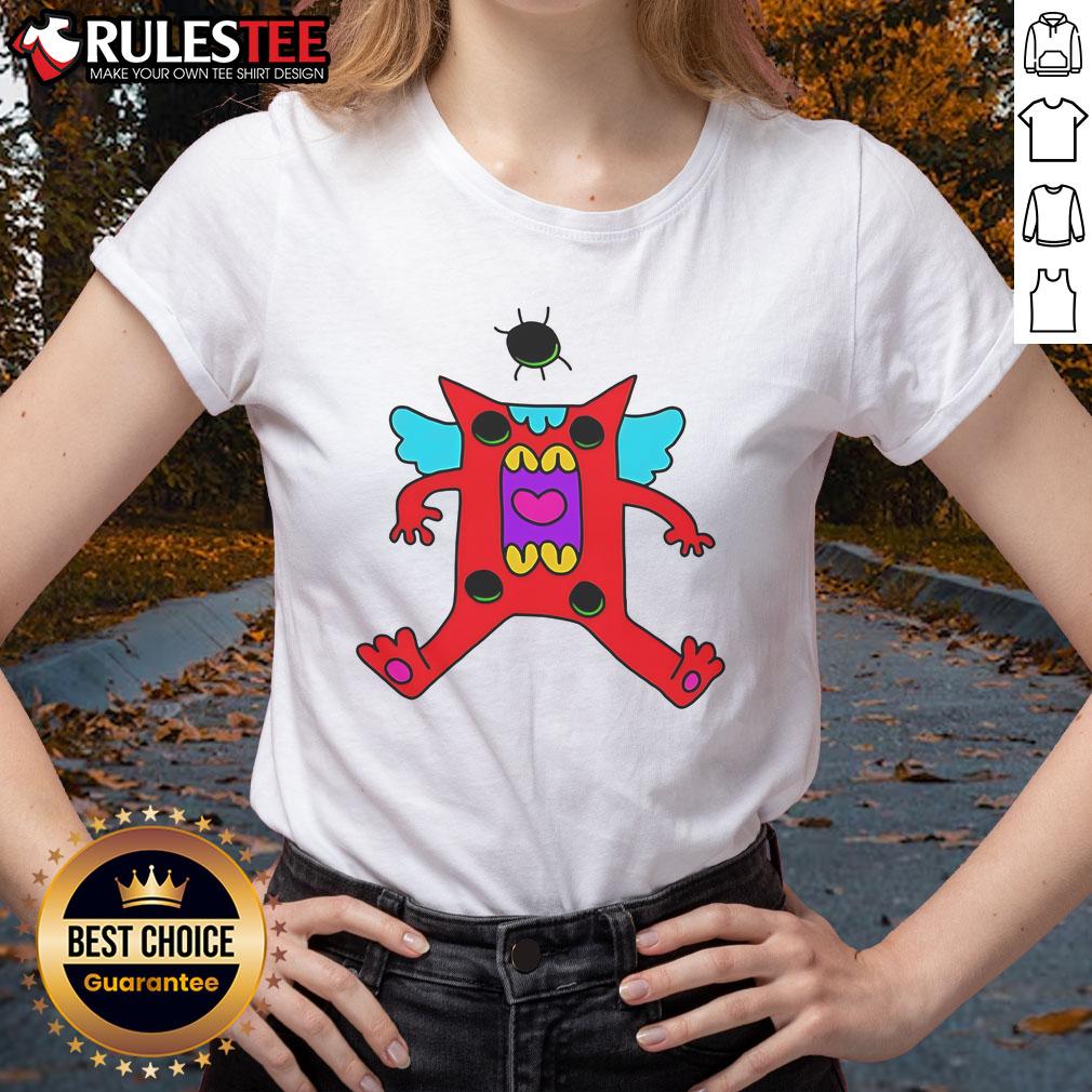 Cute Ahhh Colorful Cartoon Monster With Wings Red Creature T-Shirt - Image 3