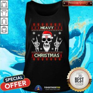 Alternative view of Premium Heavy Christmas Devil Horns Skull Santa Hat T-Shirt