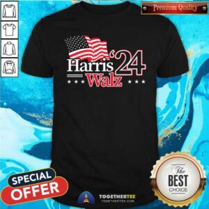 Pretty Harris Walz 24 USA Flag T-Shirt