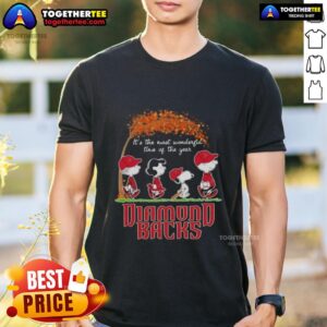 Happy Arizona Diamondbacks X Peanuts Snoopy And Friends Autumn It's The Most Wonderful Time Of The Year T-Shirt