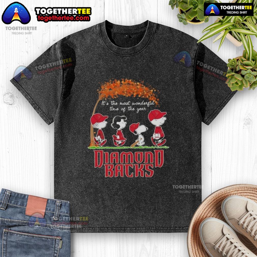 Happy Arizona Diamondbacks X Peanuts Snoopy And Friends Autumn It's The Most Wonderful Time Of The Year T-Shirt - Image 6