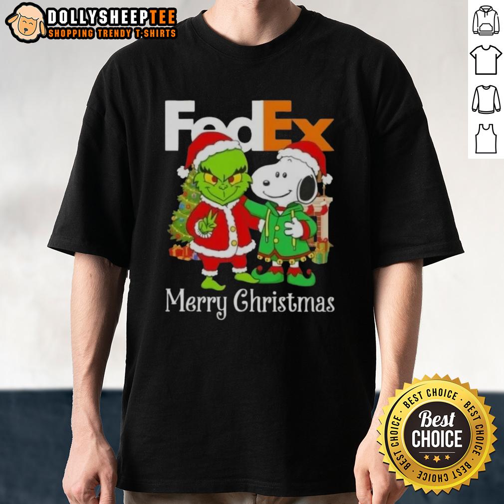 Good FedEx X Grinch And Snoopy Merry Christmas T-Shirt