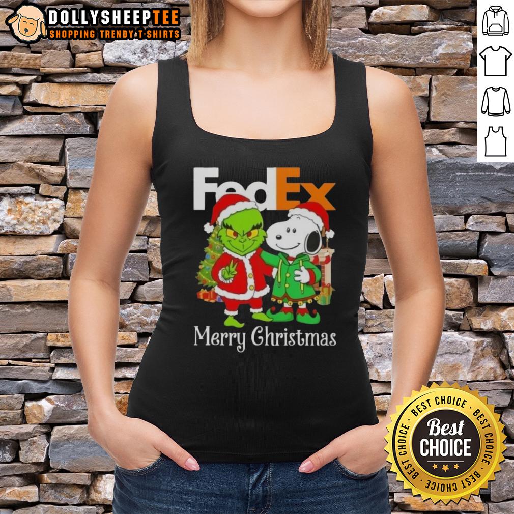 Good FedEx X Grinch And Snoopy Merry Christmas T-Shirt - Image 4