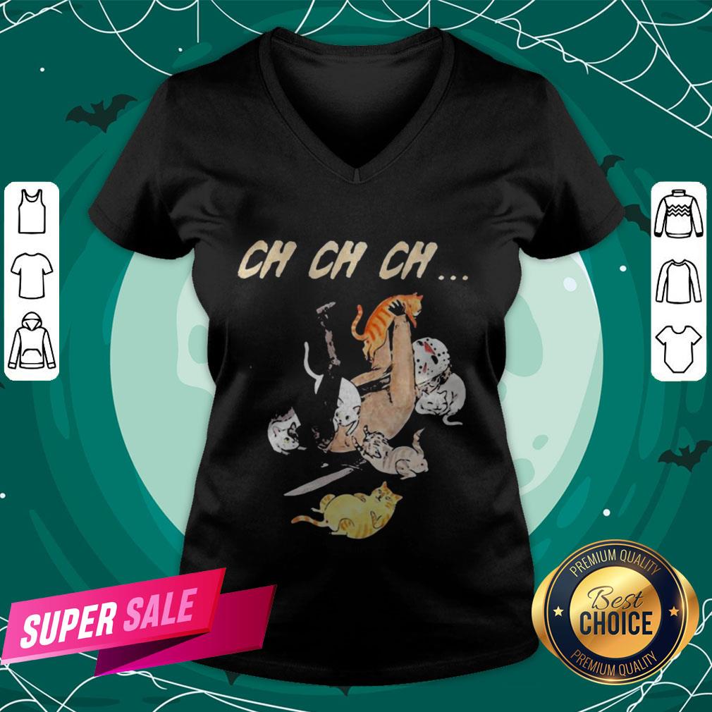 Nice Halloween Jason Voorhees With Cats Ch Ch Ch Shirt - Image 2