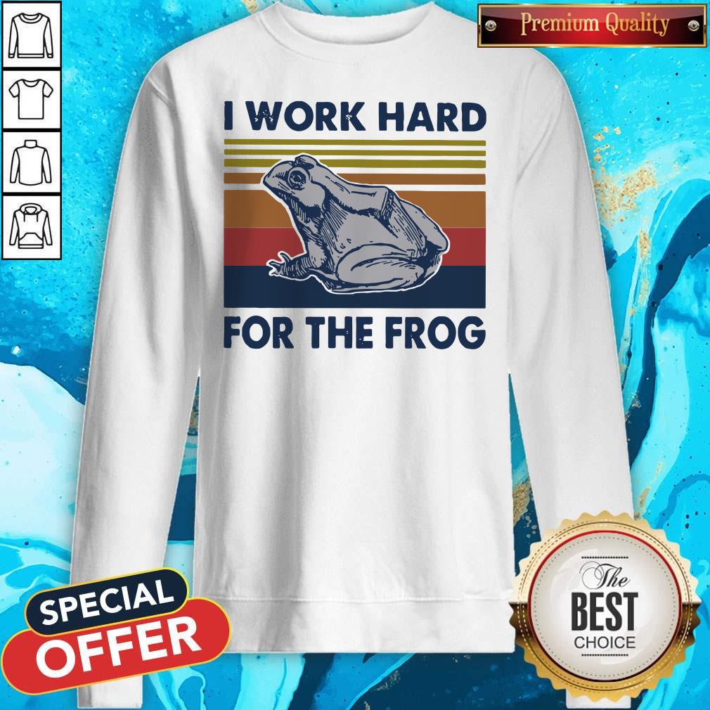 Funny I Work Hard For The Frog Vintage Shirt - Image 5