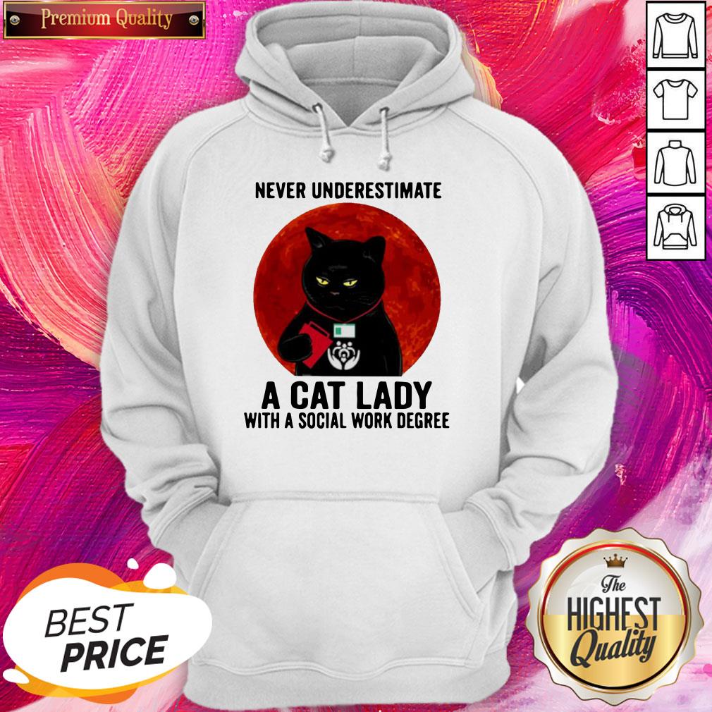 Never Underestimate A Cat Lady With A Social Work Degree Halloween Shirt - Image 5