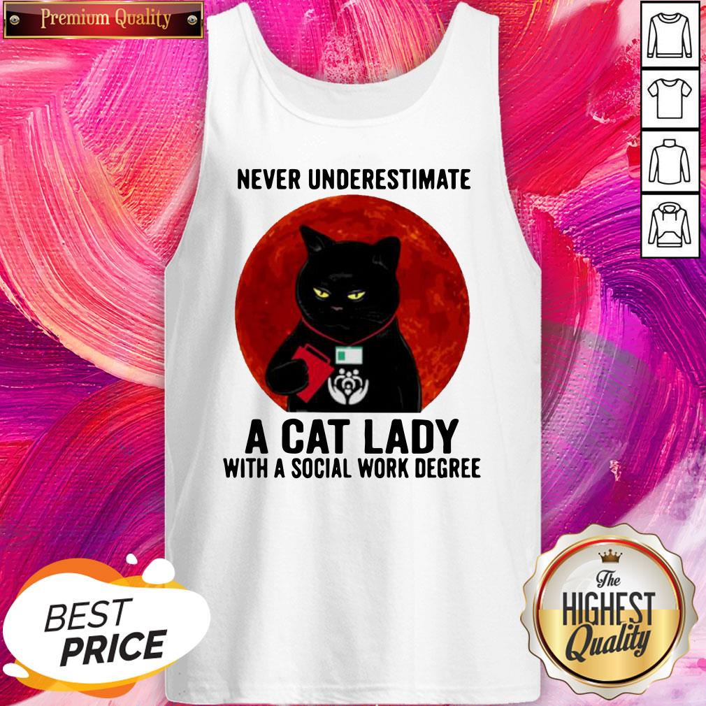 Never Underestimate A Cat Lady With A Social Work Degree Halloween Shirt - Image 3