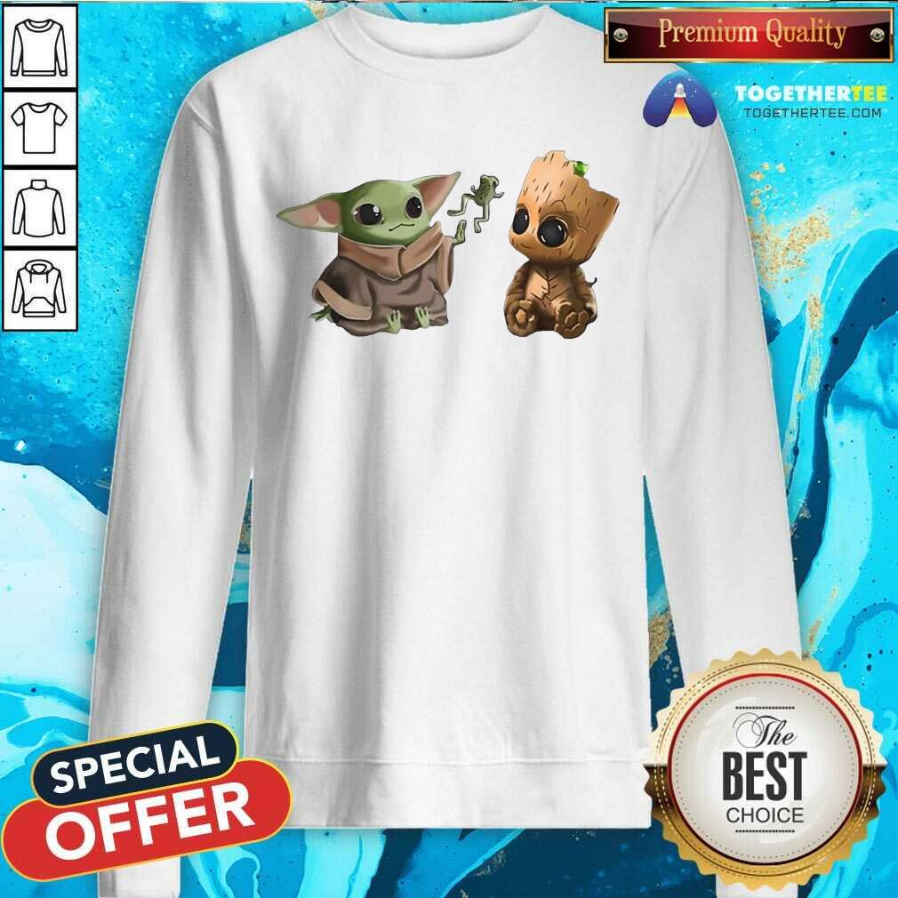 Cute Baby Yoda And Baby Groot Frog Shirt - Image 4