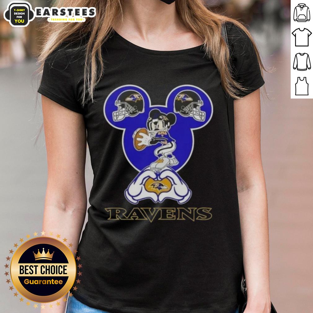 Good Mickey Hands Heart Love Baltimore Ravens Football T-Shirt - Image 3