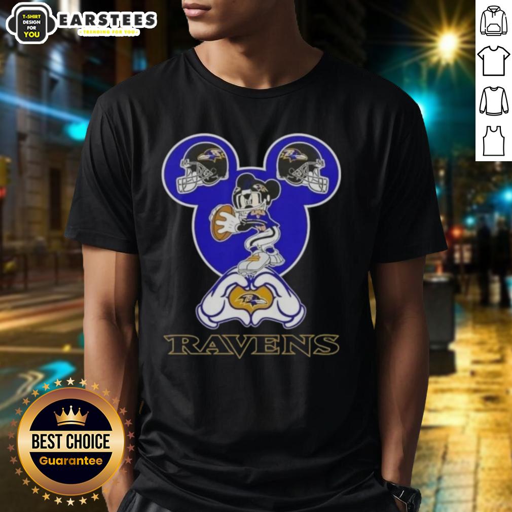 Good Mickey Hands Heart Love Baltimore Ravens Football T-Shirt