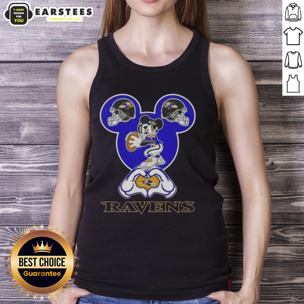 Good Mickey Hands Heart Love Baltimore Ravens Football T-Shirt - Image 4