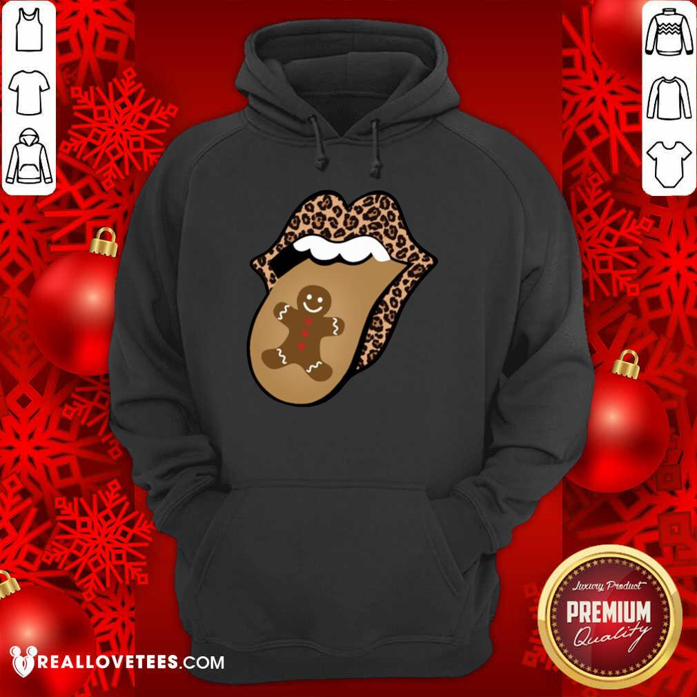 Love Christmas Mouth Tongue Lips Gingerbread Cookie Man Christmas Shirt - Image 4