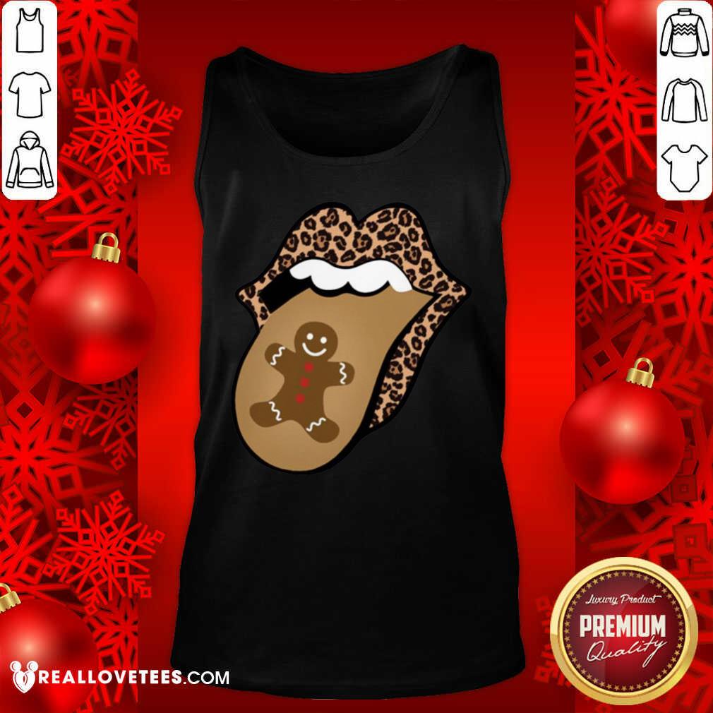 Love Christmas Mouth Tongue Lips Gingerbread Cookie Man Christmas Shirt - Image 2