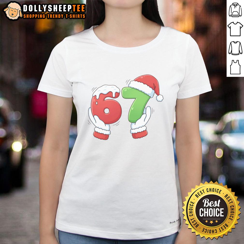 Nice Christmas 67 Meme 6-7 Santa Claus Hands T-Shirt - Image 3
