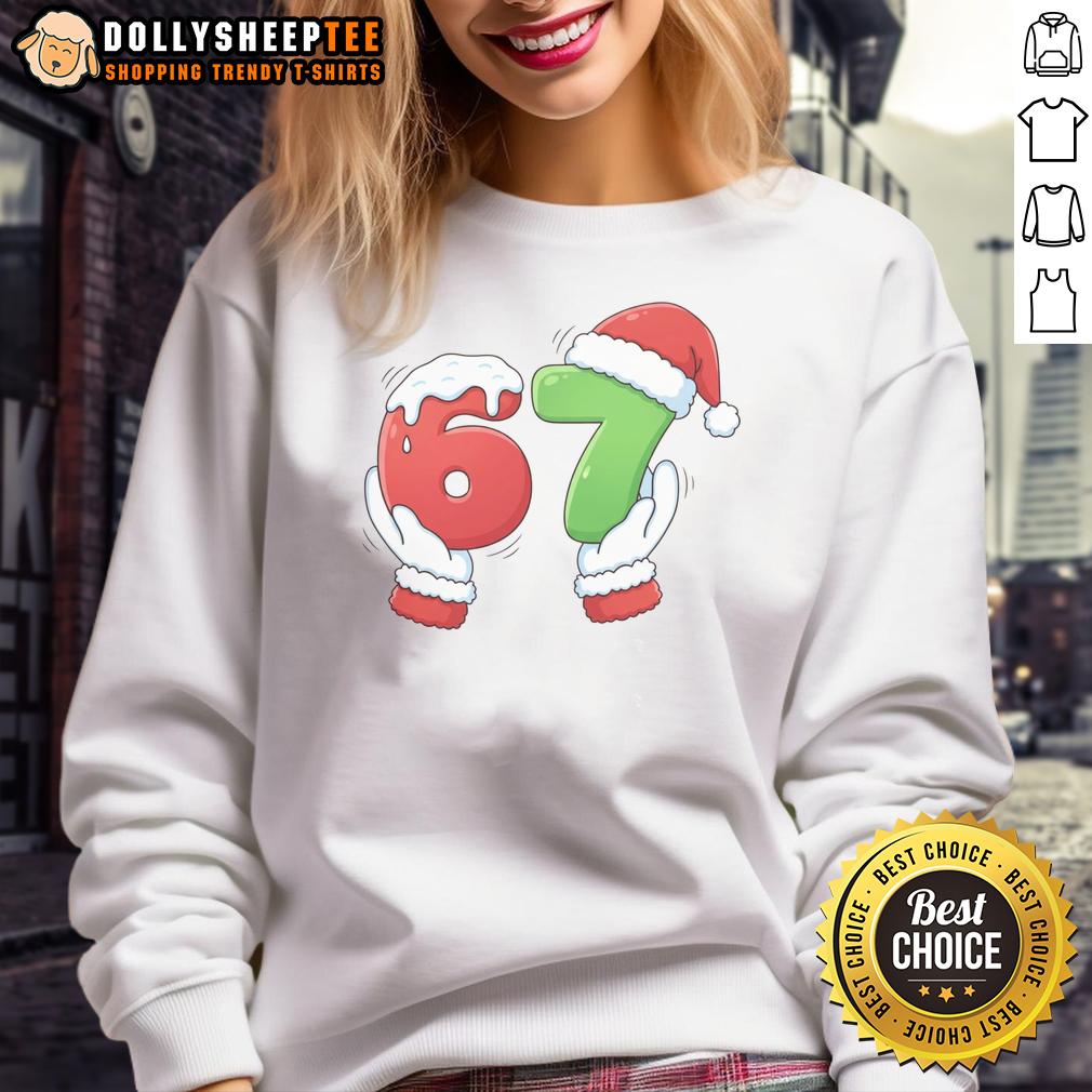 Nice Christmas 67 Meme 6-7 Santa Claus Hands T-Shirt - Image 4