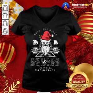 Alternative view of Hot Deck The Halls With Skulls And Bodies Falalala Valhalla Funny Vikings Christmas Gift Shirt