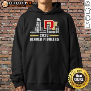 Alternative view of Hot Denver Pioneers Hockey Champions 2026 Roster Names City Skyline T-Shirt