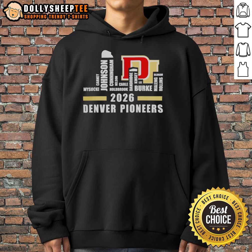 Hot Denver Pioneers Hockey Champions 2026 Roster Names City Skyline T-Shirt - Image 2