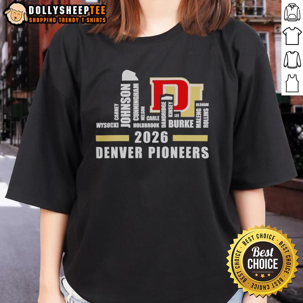 Hot Denver Pioneers Hockey Champions 2026 Roster Names City Skyline T-Shirt - Image 3